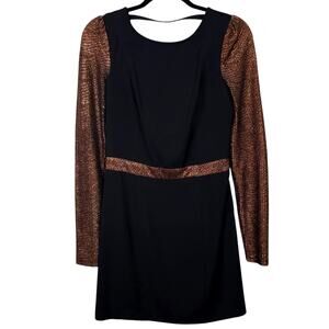 Silence + Noise Urban Outfitters Dress 6 Black Copper Metallic V-Back Mini Party
